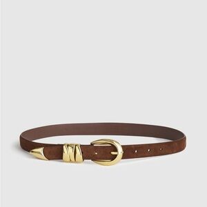 Madewell Brown Leather Belt with Gold Buckle